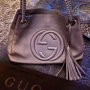 Gucci Metallic Soho Tote Purse